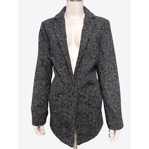 Ambiance Outerwear Black & White Tweed Style Blazer Size S